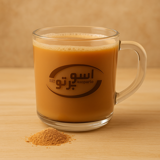 بسته بندی پودر چای کرک فوری شرکت آسو پرتو البرز به همراه فنجان چای سنتی عربی غلیظ
